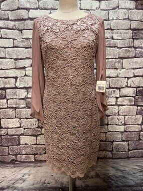 Connected Apparel NWT Taupe Lace Dress Size 8P